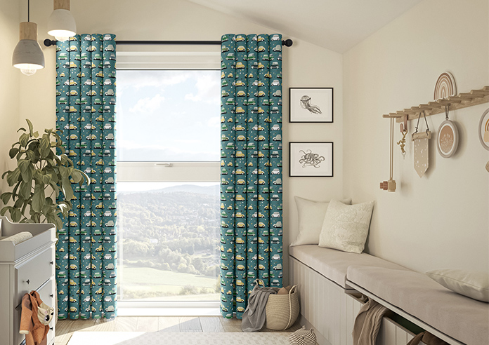Roadtrip, Teal Blue - Made to Measure Curtains - Image 3